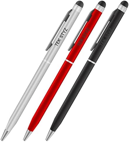 Pro Stylus Pen עבור Sony Xperia T עם דיו, דיוק גבוה, צורה רגישה במיוחד וקומפקטית למסכי מגע [3 חבילה-שחורה-אדומה-סילבר]
